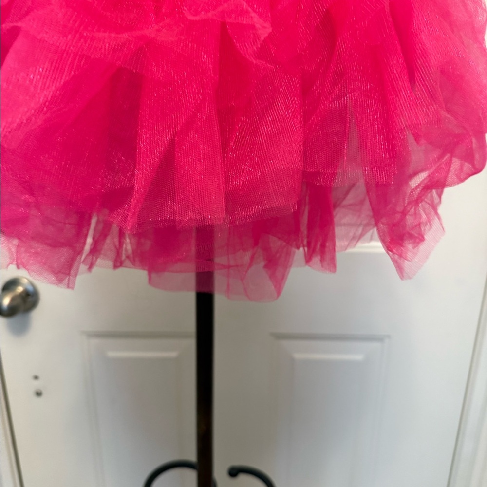 2 Pc Hot Pink Punk Short Mini Tutu with Matching Fish Net Gloves OS - Picture 7 of 8